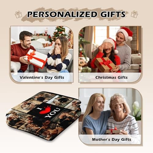 Custom Couples Blanket with Photos, Customized Photo Blanket I Love You Christmas Birthday Gifts for Wife, Husband, Him/Her Personalized Valentines Blanket Gifts for Boyfriend Girlfriend B0FQC3S2S8