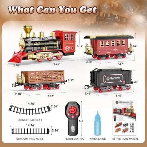 Hot Bee Train Set - Train Toys with Remote Control Trains for Boys with Smokes, Lights and Sound,Toy Train Set for Under Christmas Tree, Toddler Model Trains for 3 4 5 6 7 8+ Years Old Kids