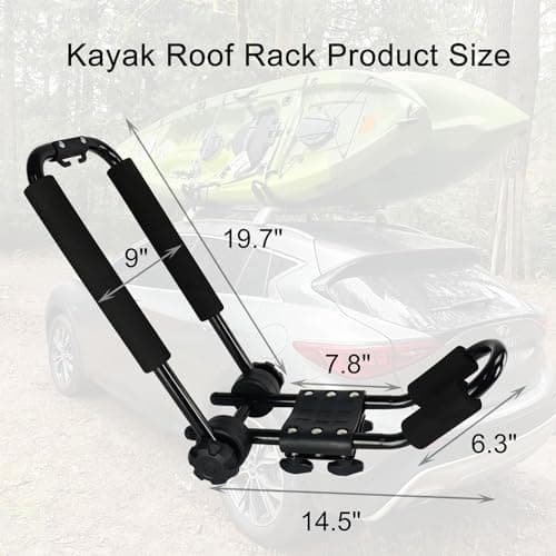 Folding Kayak roof Rack Adjustable for Kayak/Canoe/SUP,J-Bar Rack on Roof Mounting On SUV, Car and Truck Crossbars. (23-krf-1)