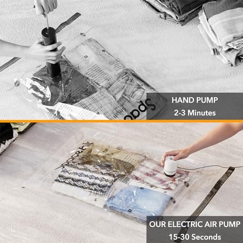 SpaceAid 14 Pack Vacuum Storage Bags with Electric Air Pump, Space Saver Sealer Compression Bags for Comforters, Blankets, Pillows, Bedding, Clothes (4 Jumbo/4 Large/3 Medium/3 Small)