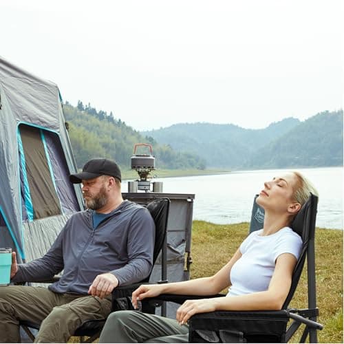 TIMBER RIDGE Oversized Folding Camping Chair High Back Heavy Duty for Adults Support up to 500lbs with Cup Holder, Side Pocket Cooler Bag