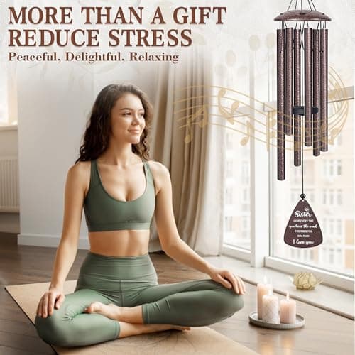 Best sister ever gift for women birthday christmas mother's day, sisters in law gift, sister gifts from brother, home decor Sister Gifts, 32" Bronze Wind Chimes, Sister's Birthday Gifts from Sisters B0FLDC4X15