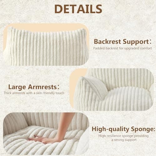 Achicsofar Giant Bean Bag Chairs for Adults Teens, Large Bean Bag Sofa Chairs with Filling Comfy Fuzzy BeanBag Chair with Armrests for Bedroom Living Room Reading