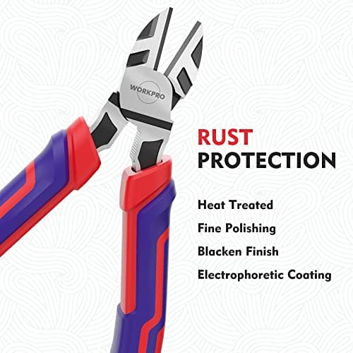 WORKPRO 6” Wire Cutters Heavy Duty CRV Steel, Diagonal Pliers for Cutting Wires Craft, Comfort Grip Handle B0B8SKQB9Z