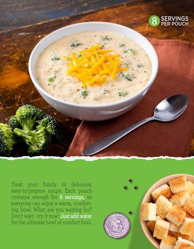 READYWISE - Simple Kitchen, Soup Sampler, Variety Pack, 8 Servings Per Pouch, Soup Mix, Family Size, MRE, Gluten Free, Freeze Dried Food, Ready To Eat Meals, Hiking & Backpacking Food, Soup for Family, Pack of 5