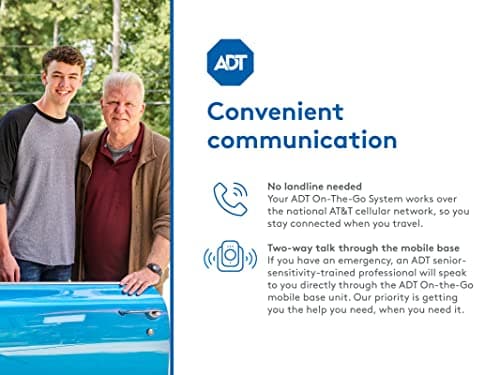 ADT-Monitored 24/7, LTE/GPS Technology, Waterproof Wearable Bracelet, Home & On-the-Go Safety ADT On-The-Go Mobile Medical Alert System for Seniors, Neck Pendant B09JT3ZQWC