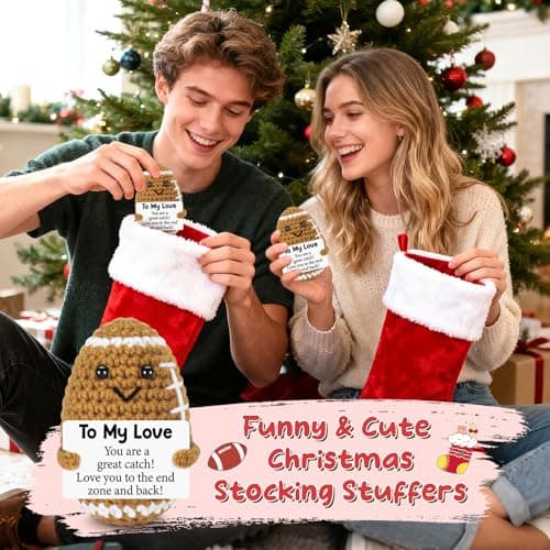 Birthday Gifts for Him Her Boyfriend Girlfriend, to My Love Handmade Emotional Crochet Football, Small Cute Anniversary Present for Him, Mini Romantic I Love You Gift for Husband Wife Couple