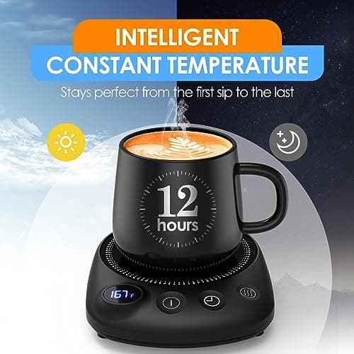 Coffee Mug Warmer-Fastest Heating & Highest Temperature, Coffee Cup Warmer for Desk Auto Shut Off, 4 Temp Settings & 1-12H Timer, Smart Electric Mug & Candle Warmer for Coffee, Tea (Black) B0CC8DS2S5