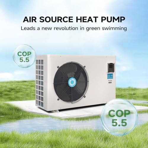 Max 105600BTU Electric Pool Heater for Above and In Ground Pools, 26KW Swimming Pool Heat Pump PLC250, Inverter Heating System, High Efficiency, fits 18/20/26ft Pools, 208~230V/60Hz