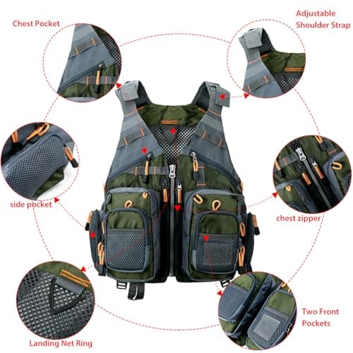 Obcursco Fly Fishing Vest for Men and Women with Breathable Mesh, Trout Fishing Gear, for Outdoors Stream Fishing