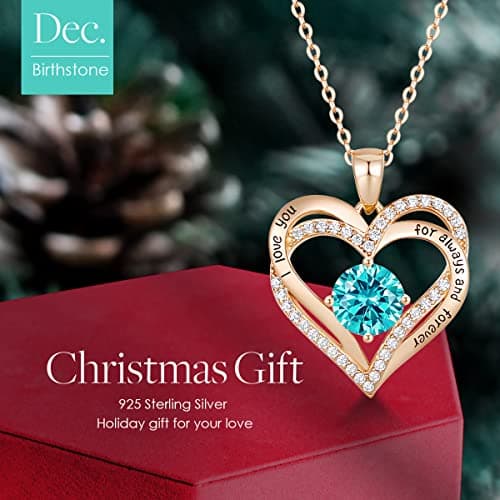 CDE Forever Love Heart Necklaces for Women, Wedding Anniversary, Birthday Mothers Day Christmas Day Gifts for Mom, Mother, Wife, friend, S925 Silver Jewelry with Birthstone Pendant