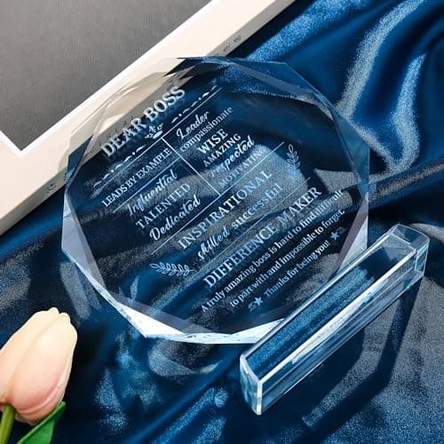 Movdyka Boss Gifts for Men Women Best Going Away Retirement Appreciation Gifts for Boss Lady Crystal Office Decor Plaque Gifts Boss Day Birthday to My Boss, Clear