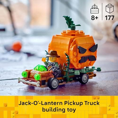 Building Toys for Boys & Girls, Ages 8+, Halloween Decor & Craft, 177 pieces, Gift for Kids LEGO Jack-O'-Lantern Pickup Truck 40822 B0FMPL53NT