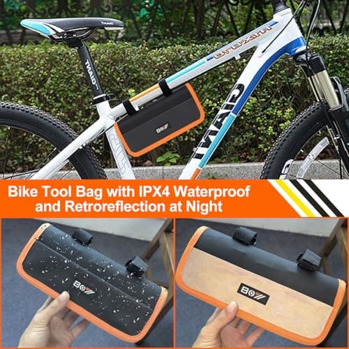 Bicycle Repair Bag With Tire Pump, Portable Tool Kit for Camping Travel - Bike Glueless Patches, Maintenance Essentials All in One Safety Kit B079K5N7KF