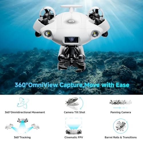 【2025 New】FIFISH V-EVO 4K60FPS Underwater Drone with Robotic Arm, with Removable SD Card, QYSEA AI Vision Lock 360° Omnidirectional Movement Underwater ROV with Depth Hold,330ft Dive