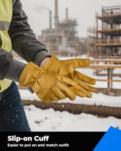 toolant Winter Work Gloves for Men, Insulated Leather with Water Resistance and Abrasion Protection for Cold Weather