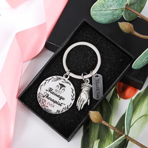 Thrist Christmas Massage Therapist Gifts Keychain Best Massage Therapist Ever Healing Key Chain Gifts for Nurses Nursing Gift Work Accessories Essentials