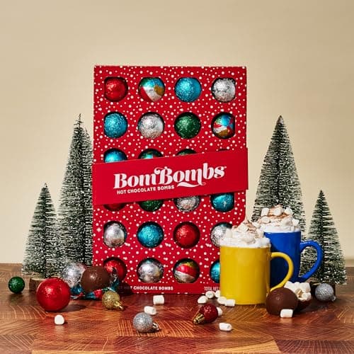 Bombombs, Hot Chocolate Bomb Gift Set, 5 Flavors in Colorful Wrappers; Fudge Brownie, Caramel Candy, S'Mores, Cookies & Cream, & Peppermint, Set of 24