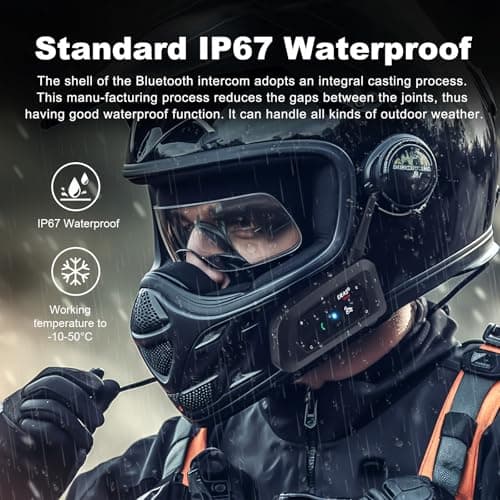 EJEAS V6 Pro Motorcycle Bluetooth Headset, Upgraded 2 Riders Intercom Helmet Communication System with Auto-Answering Call and Noise Reduction for Motorcycling Skiing and Climbing (2 Pack)