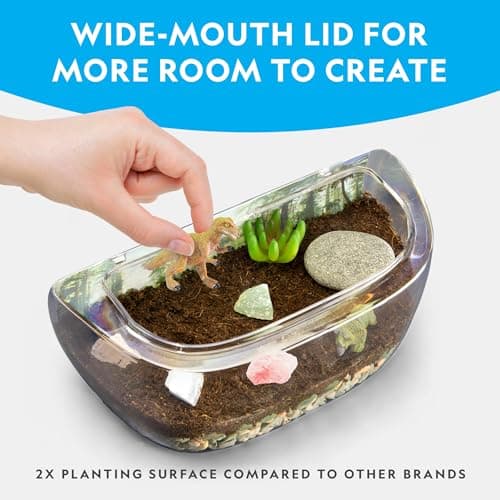 National Geographic Light Up Dinosaur Terrarium Kit for Kids – Build a Dino Habitat with Real Plants & Gemstones, Night Light, Science Kit, Dinosaur Toys for Kids Ages 6 7 8 9 (Amazon Exclusive)