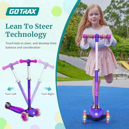 LED Light-Up Wheels, 3 Adjustable Handlebar, Easy Assembly, Lightweight, Wide Anti-Slip Deck, Lean to Steer, Max Load 110 lbs Gotrax KS1 Kids Kick Scooter, 3 Wheels for Boys & Girls 2-8, Gifts B0CCYMV1T1