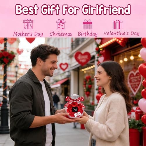 Anniversary Cute Women Artificial Soap Rose Flowers with Double Heart Necklace Present Gifts for Girlfriend Valentines Day Birthday Gift B0GW7XRWSC