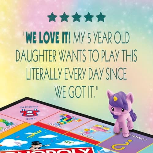 Monopoly Junior: Unicorn Edition Board Game | Magical-Themed Indoor Family Game | 2 to 4 Players | Preschool Games | Kids Gifts | Ages 5 and Up (Amazon Exclusive)