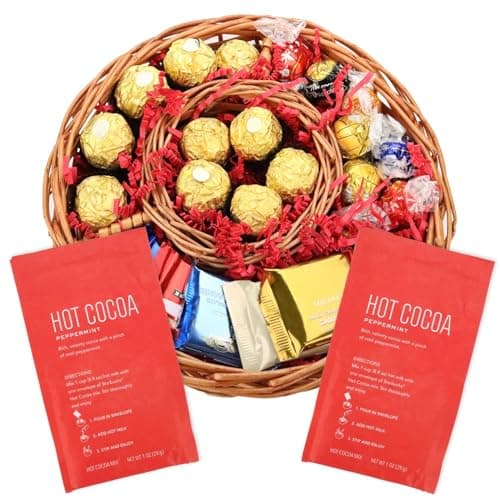 Christmas Chocolate Gift Tray, Truffles with Prime Peppermint Hot Cocoa, Christmas Gifts for Women Men Family Friends