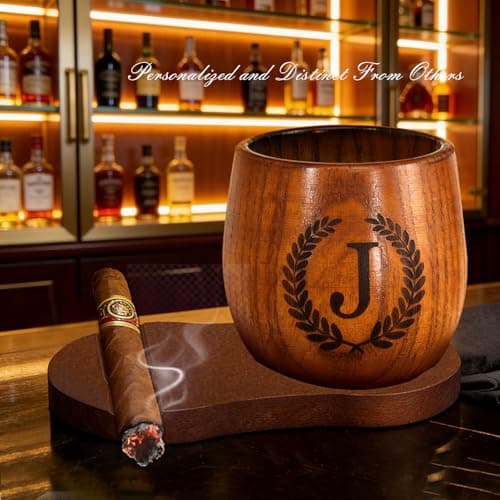 Birthday Gifts for Men Dad Husband Whiskey Glass Anniversary Groomsmen Gift, Whiskey Bourbon Gifts for Men Brother Grandpa Personalized Charred Wooden Bourbon Glass(J) B0GSFFTSFQ