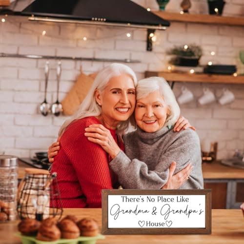 Yousoontic Grandparents Gift from Grandkids There's No Place Like Grandma & Grandpa's House Wooden Sign Farmhouse Home Decor for Father's Day Birthday Xmas Thanksgiving Gift (Dark Brown,11.8 Inch)