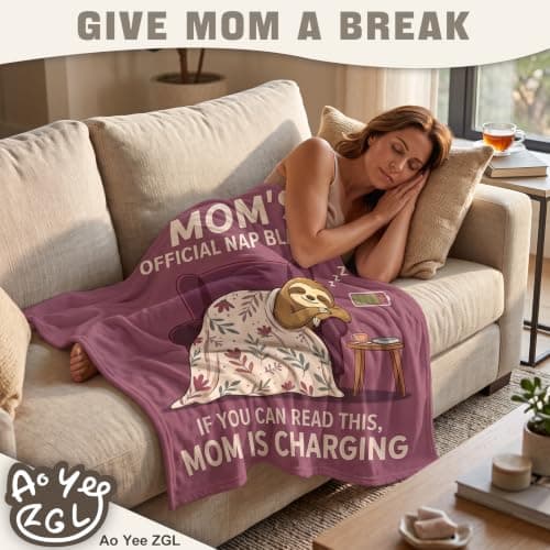 Fun Gifts for Mom on Birthday Mother's Day,Flannel Material ,Suitable for naps and rest,Mom Stocking Stuffers Mom Blanket,Fun Gifts for Mom from Daughter Son, 60 x 50 in B0HFN2KSHC