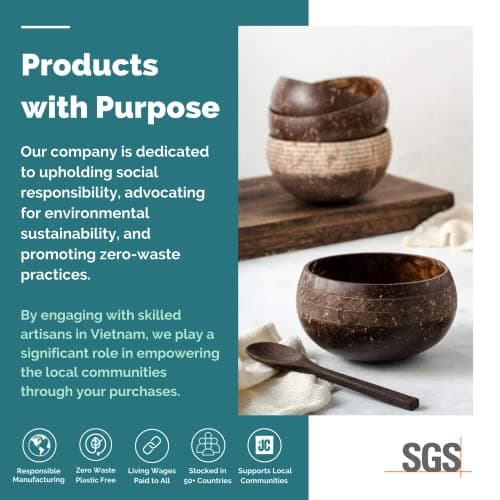 Jungle Culture 2 Polished Coconut Bowl & Wooden Spoons Set with Bamboo Straws • Natural Yoghurt & Smoothie Bowls Ideal for Ninja Creami • Healthy Coco Shell Buddha, Acai • Eco Friendly Vegan Gifts