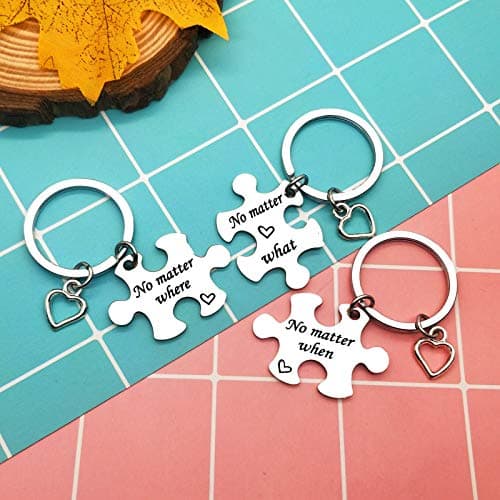 Ciyumu Best Friend Keychain Set Sisters Brothers Keychain No Matter Where What When Puzzle Keychains Set of 3 Long Distance Relationship Gifts Friendship Gifts for Family Teens Birthday Graduation Gift