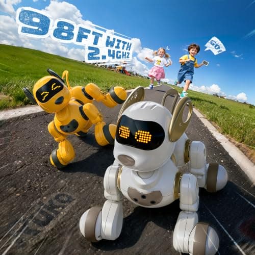 Programmable Robot Toy, 2.4GHz Remote & Gesture Control, Touch Sensor, with Realistic Barks, Birthday Gift for Kids Age 3+ Ruko 18011 Smart Robot Dog, Interactive Puppy Pet with 30 LED Expressions B0FLXCXPHD