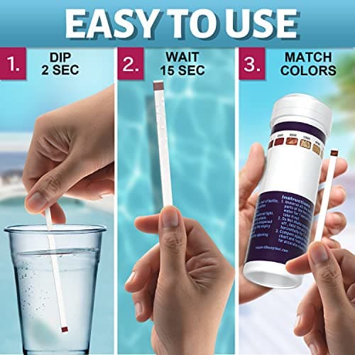 Saltwater Pool Test Strips, Swimming Pool and Spa Salt Test Strips Kit for Sodium Chloride Content 0-8000 ppm, 25 Count