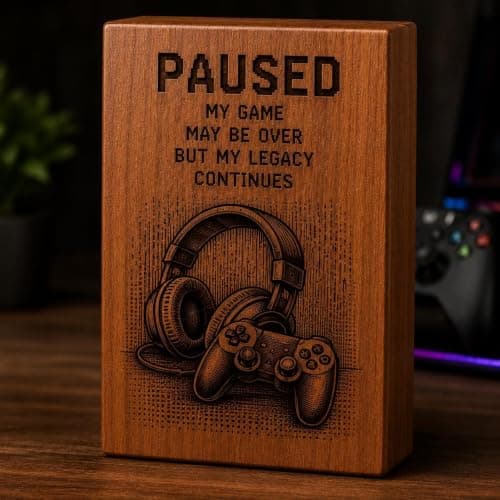 Gaming Memorial Urn Box for Human Ashes,Cremation Urn with Laser Engraved Headphones & Game Controller Design, Wooden Keepsake Funeral Urn for Adult Ashes, Memorial Gift B0HD81S9SR