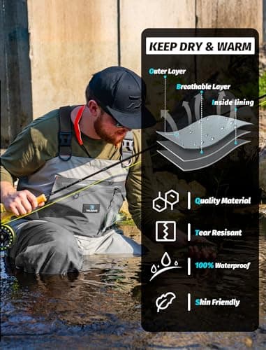 Trudave Fishing Waders, Waterproof Chest Waders for Men & Women, Lightweight Fly Fishing Stockingfoot Waders for Hunting