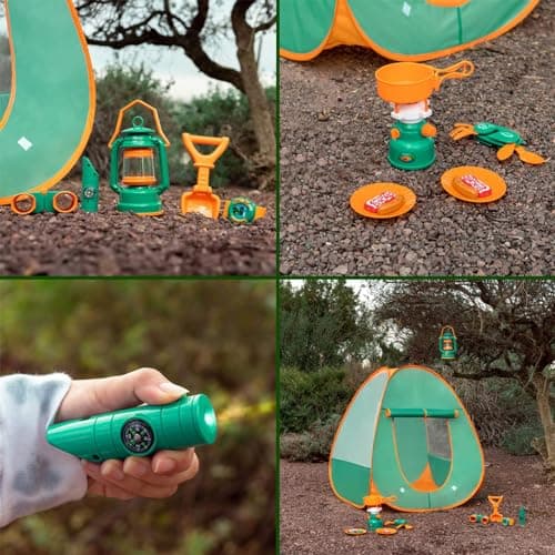 FUN LITTLE TOYS Pop Up Play Tent with Camping Gear and Tools Set, Outdoor Toys for Kids B07KKB4LFM