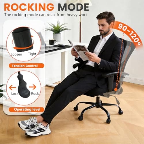 Big and Tall Office Chair 400lbs Wide Seat Desk Chair Computer Chair with Lumbar Support Adjustable Arms Task Rolling Swivel Mesh Executive High Back Ergonomic Chair for Adults Women,Black