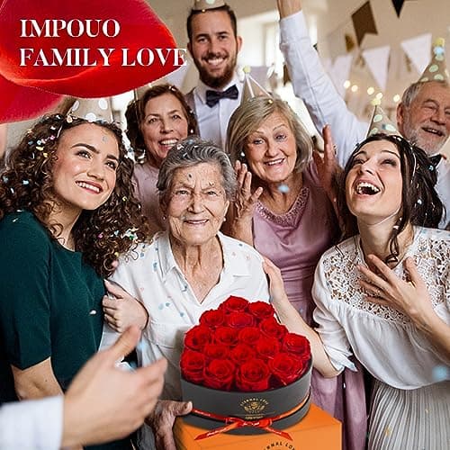16-Piece Preserved Rose Birthday Gifts for Women, Eternal Rose Preserved Flowers for Delivery Prime Mothers' Day, Valentine's Day, Christmas, Birthday - Red Roses
