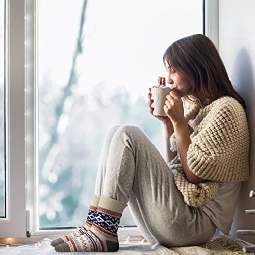 Breathable Premium Wool Blend,Stretchy Cuffs,Cozy House Socks,Outdoor Winter & Boot Socks,Gifting & White Elephant Exchanges FYC Socks for Women Winter Thick Warm Wool Socks Cozy Crew Christmas Gift B07YFLTR2L