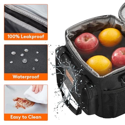 Lifewit Medium Lunch Bag Insulated Lunch Box Soft Cooler Cooling Tote for Adult Men Women, Black 12-Can (9L)