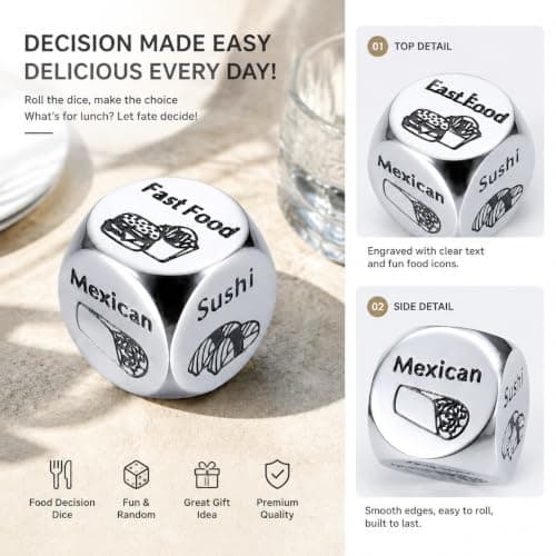 Him Her Couple Gifts for Boyfriend Girlfriend Food Decider 11th Anniversary Steel Date Night Gifts for Husband Wife for Wedding Christmas Valentines Birthday for Women Men