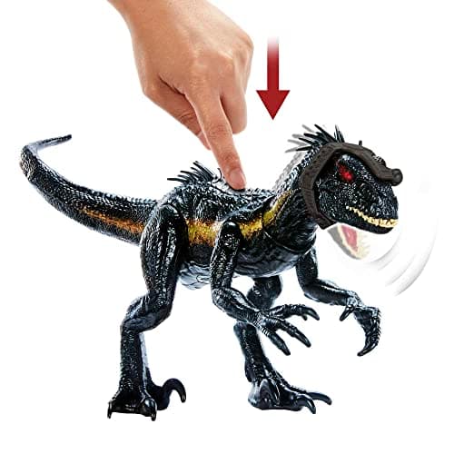 Mattel Jurassic World Dinosaur Figure Indoraptor Track N Attack with Tracking Gear & 3 Attack Features, Toy Gift with Physical & Digital Play