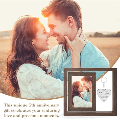 5 Year Aniversario Gift for Her 5yr Anniversary Picture Frame Wood Gifts for 5th Anniversary Wedding Photo Frames Gift for Wife 5 Year Anniversary Decorations for Couple Wedding Anniversary