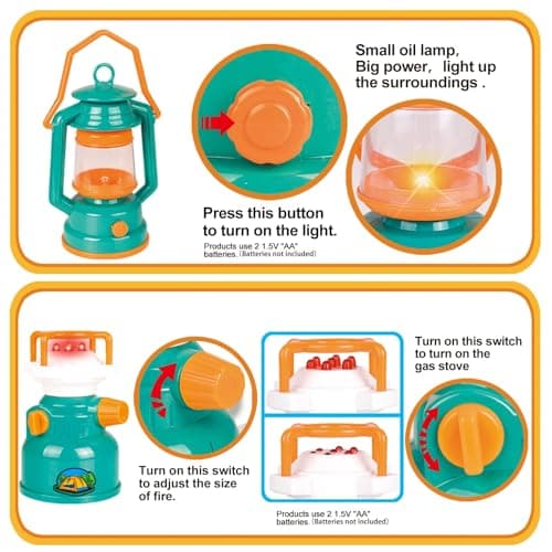 FUN LITTLE TOYS Pop Up Play Tent with Camping Gear and Tools Set, Outdoor Toys for Kids B07KKB4LFM