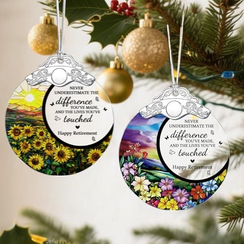 Retirement Gifts - Retirement Gift for Women, Men - Retired Ornament - Retired Gifts for Coworker, Boss, Employee, Teacher, Nurse, Friends, Women, Men - Stained Glass Christmas Ornament - Design A