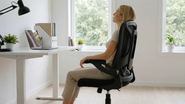 Ergonomic Office Chair, 300 lbs Heavy Duty Mesh Computer Chair with Adjustable Lumbar Support, 90° Flip-up Arms Space Saving Desk Chair, Mid Back Breathable Task Chair for Home Office, Black
