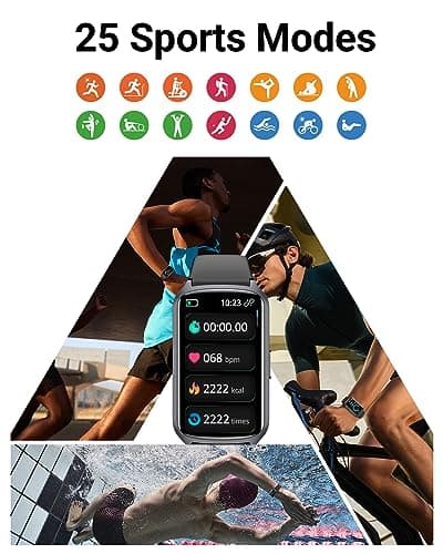 Amzhero Health Fitness Tracker with 24/7 Heart Rate, Blood Oxygen, Blood Pressure, Sleep Tracker, 5ATM Waterproof Activity Trackers with Step Tracker, Pedometer (S & L Bands Included)