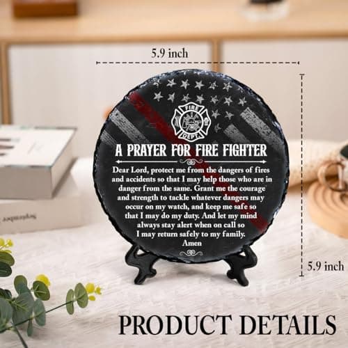 Firefighter Gifts for Men – Fireman Prayer Plaque – Firefighter Graduation Gifts – Inspirational Fire Fighter Decor for Home or Office, Birthday, Christmas, Thank You, Retirement Keepsake